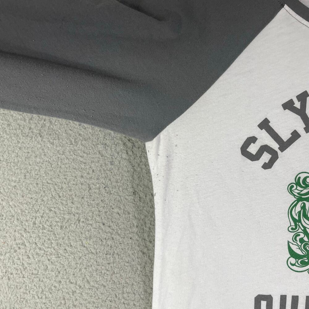 Harry Potter Slytherin Quidditch Raglan Shirt S Green Gray Hogwarts House Tee - Picture 5 of 7